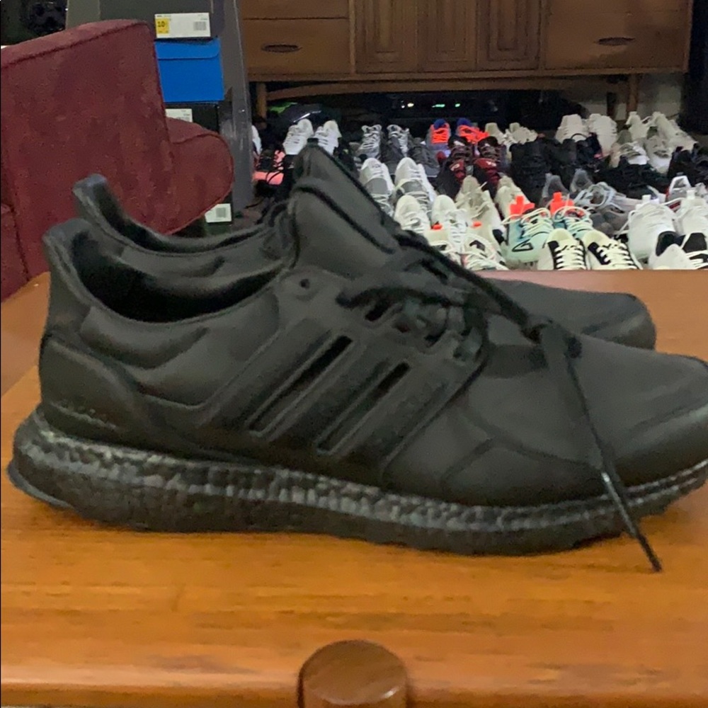 UltraBoost Black Leather Running Shoes